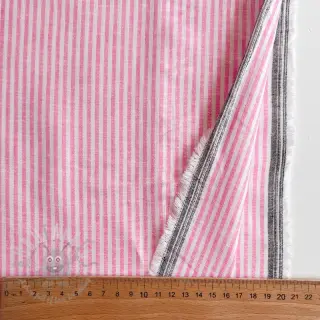 Lin med bomull Stripe fuchsia