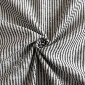 Lin med bomull Stripe black