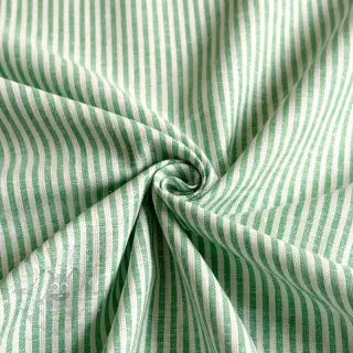 Lin med bomull Stripe dark green