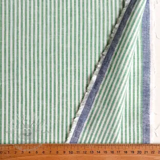 Lin med bomull Stripe dark green