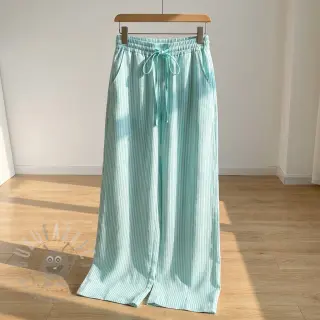 Lin med bomull Stripe mint