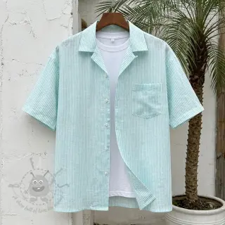 Lin med bomull Stripe mint