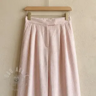 Lin med bomull Stripe rose