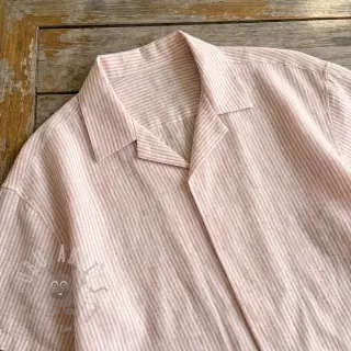 Lin med bomull Stripe rose