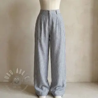Lin med bomull Stripe navy