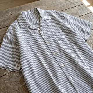Lin med bomull Stripe navy