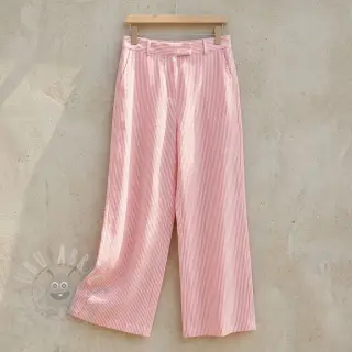 Lin med bomull Stripe salmon