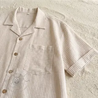 Lin med bomull Stripe naturals