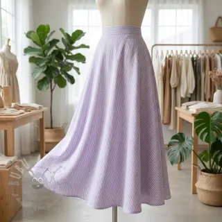 Lin med bomull Stripe purple