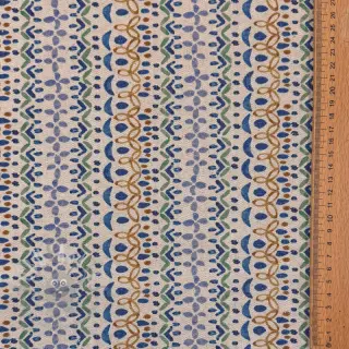 Dekorationstyg Linenlook Blue pattern digital print