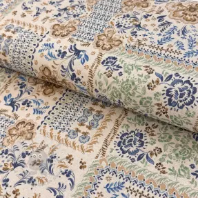 Dekorationstyg Linenlook Blue heritage digital print