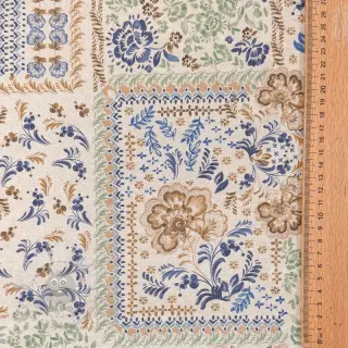 Dekorationstyg Linenlook Blue heritage digital print