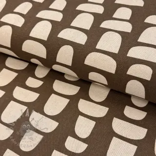 Dekorationstyg Linenlook Abstract brown