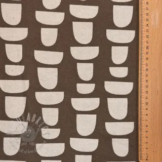 Dekorationstyg Linenlook Abstract brown