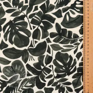 Dekorationstyg Big leaves grey digital print