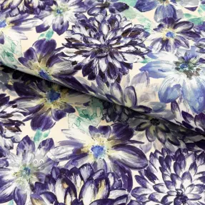 Dekorationstyg Peony blue digital print