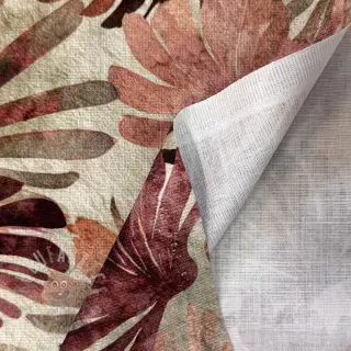 Dekorationstyg SLUB Leaves burgundy digital print