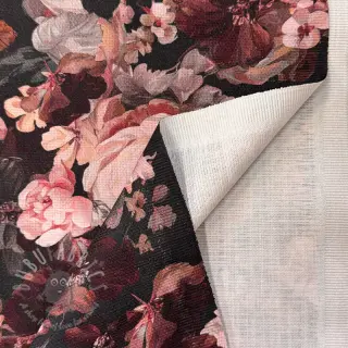 Dekorationstyg SLUB Bouquet burgundy digital print