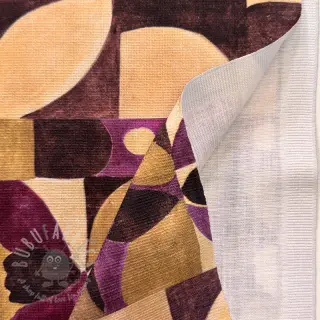 Dekorationstyg SLUB Abstract flowie aubergine digital print