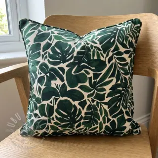Dekorationstyg Big leaves green digital print