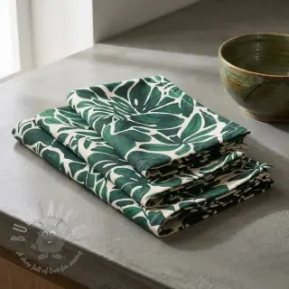 Dekorationstyg Big leaves green digital print