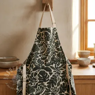 Dekorationstyg Big leaves grey digital print