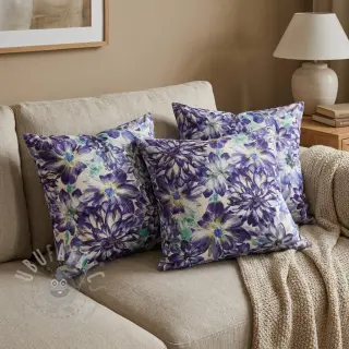Dekorationstyg Peony blue digital print