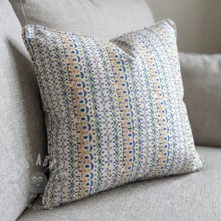 Dekorationstyg Linenlook Blue pattern digital print