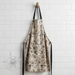 Dekorationstyg Linenlook Painting flowers black digital print