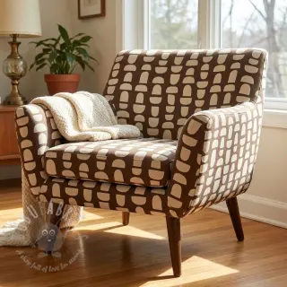 Dekorationstyg Linenlook Abstract brown