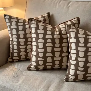 Dekorationstyg Linenlook Abstract brown