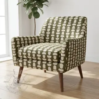 Dekorationstyg Linenlook Abstract green