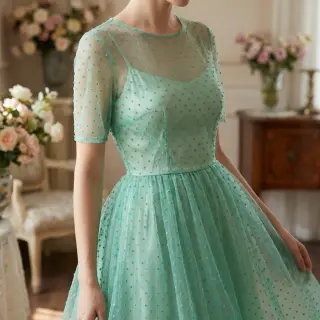 Tyl na TUTU DOTS mint