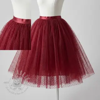 Tyll till TUTU-kjol DOTS bordeaux