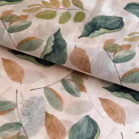 Lyocell med lin och siden Retro Flowers design A