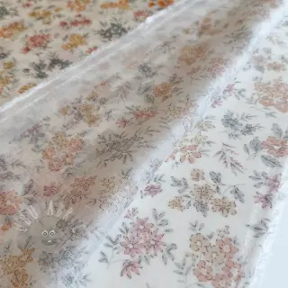 Lyocell med lin och siden Retro Flowers design E