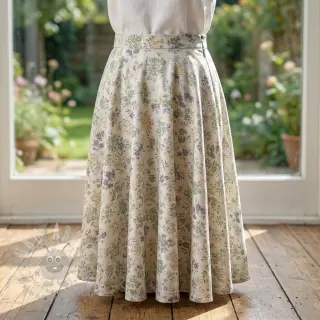 Lyocell med lin och siden Retro Flowers design D