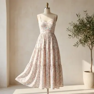 Lyocell s ľanom a hodvábom Retro Flowers design E