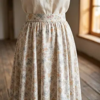 Lyocell s ľanom a hodvábom Retro Flowers design E