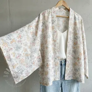 Lyocell med lin och siden Retro Flowers design E