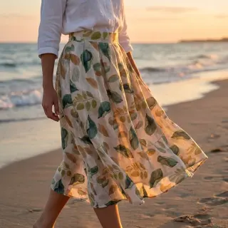 Lyocell s ľanom a hodvábom Retro Flowers design A