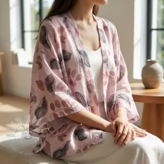 Lyocell med lin och siden Retro Flowers design B