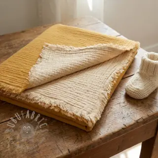 Dubbelgasväv/muslin DOUBLE FACE old yellow