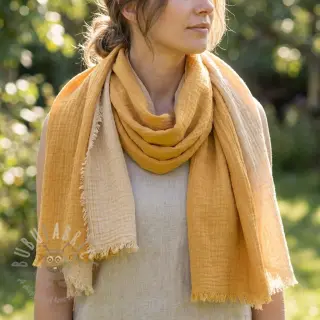 Dubbelgasväv/muslin DOUBLE FACE old yellow