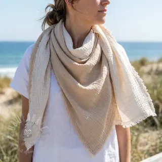 Dubbelgasväv/muslin DOUBLE FACE sand