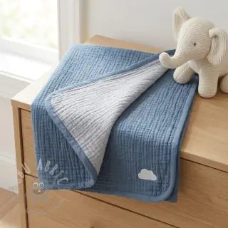 Dubbelgasväv/muslin DOUBLE FACE cloud blue