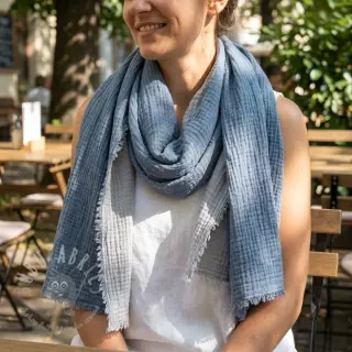 Dubbelgasväv/muslin DOUBLE FACE cloud blue