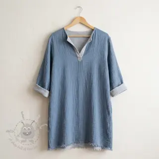 Dubbelgasväv/muslin DOUBLE FACE cloud blue