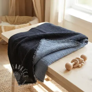 Dubbelgasväv/muslin DOUBLE FACE marine
