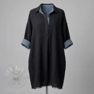 Dubbelgasväv/muslin DOUBLE FACE marine